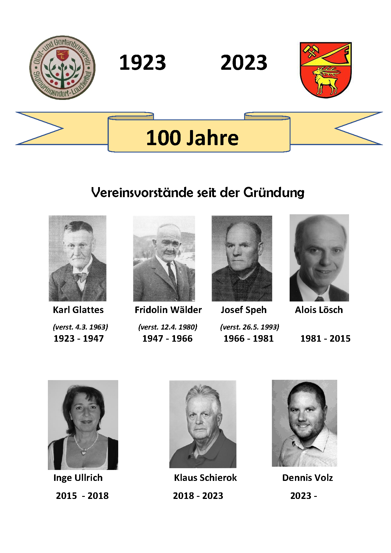 100 Jahrfeier Vorstände neuer Vorstand